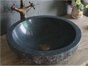 G654 Polished Stone Sinks,Black Granite Stone Sink,Vessel Sinks,Round Sinks,Bathroom Sinks,Wash Basin,Round Basin