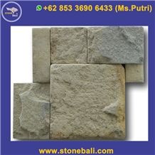 Beige Limestone Tumbled Wall Cladding Brick Stacked Stone, Indonesia Beige Grey Limestone Split Face Culture Stone Wall Cladding, Java Beige Grey Limestone Stacked Stone Veneer
