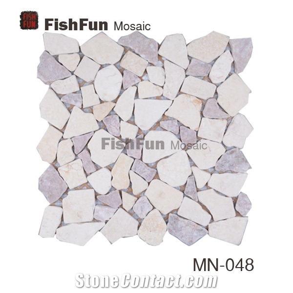 Beige Marble Mosaic, Random Size, Matt Surface, Garden & Balcony Marble Mosaic, Kitchen Marble Mosaic