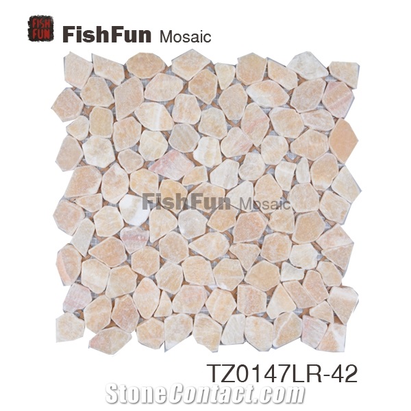 Resin Yellow Marble Mosaic, Yellow Marble Mosaic, Random Size, Matt Surface, Garden & Balcony Marble Mosaic, Kitchen Marble Mosaic