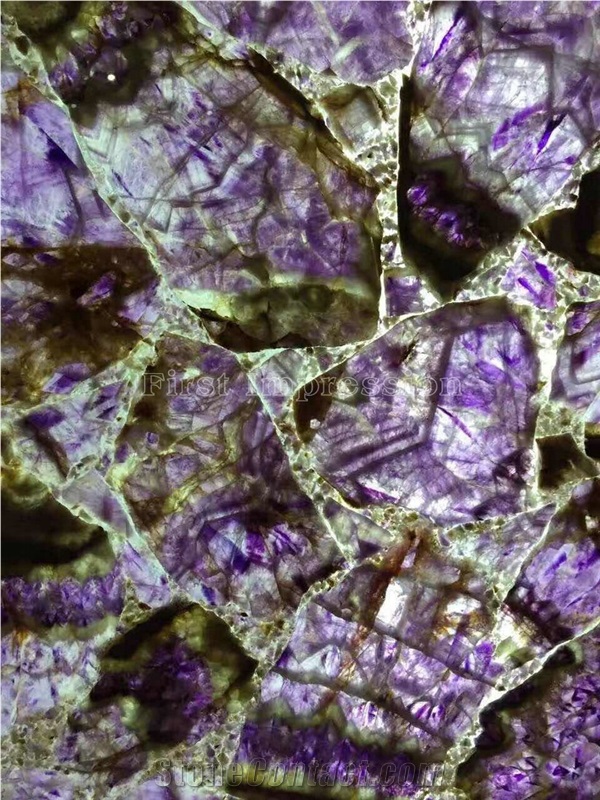 Hot Sale Purple Crystal Semiprecious Stone Big Slabs/Luxury Lilac Semi-Precious Stone Slab&Tile&Customized/New Semi Precious Stone Slab for Wall Cladding&Flooring/Semi-Precious Stone Room Decoration