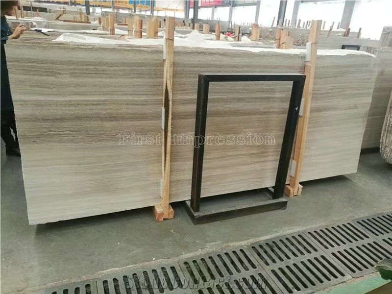 New Polished White Wooden Grain Marble Slabs/Wooden Marble/White Wood Grain Marble Tiles/ Wooden Vein White Marble Honed Slabs/Flooring & Wall Covering Tiles/China Wood Marble/Own Factory