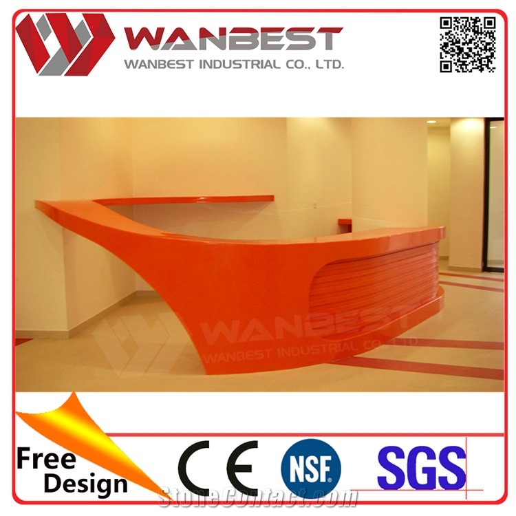 2017 Modern Design Orange Solid Surface Reception Counter from China