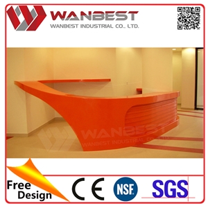 2017 Modern Design Orange Solid Surface Reception Counter from China