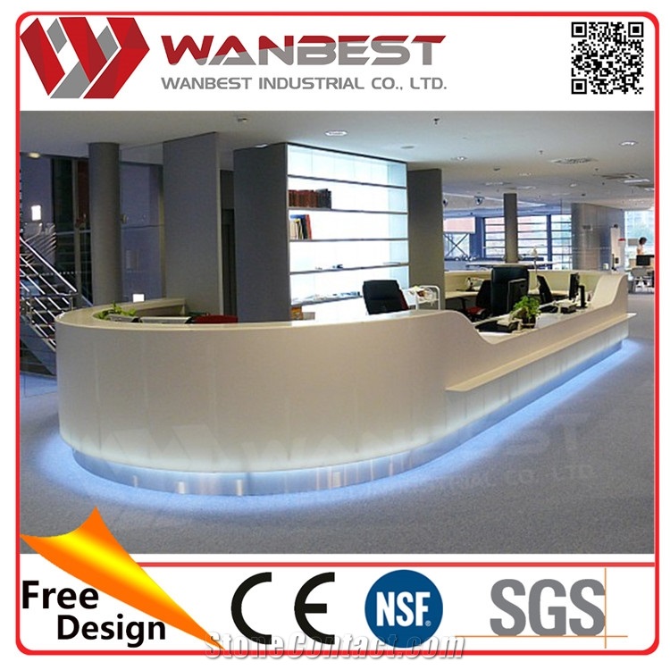3 Person Long Beautiful Reception Desk Counter Fair Price Stone