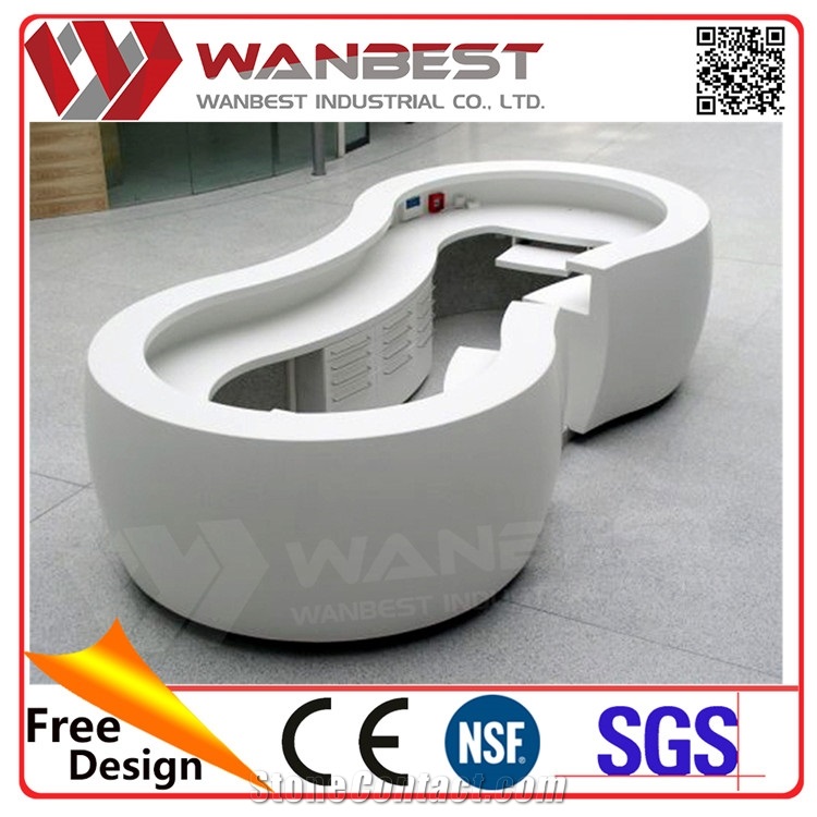Artificial Stone Solid Surface Lobby Circular Reception Desks for Hotels and Design