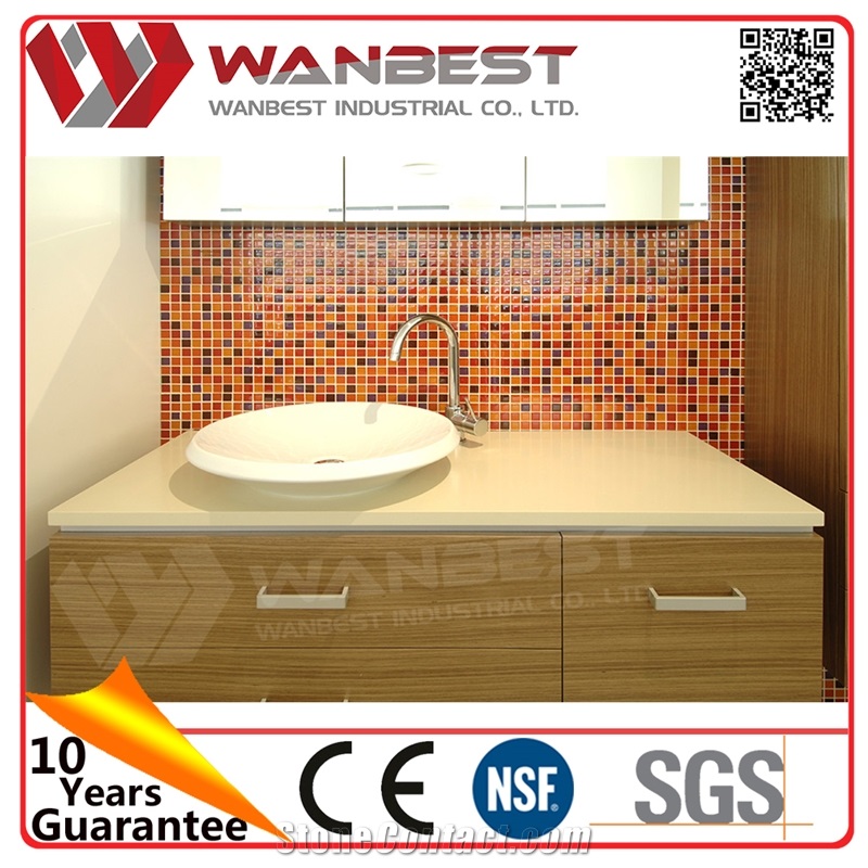 Buy Furniture in China Beige Color Manmade Stone Basin Bathroom Vanity Base Cabinet