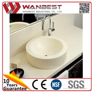 Customized Round Artificial Stone Bathroom Sink for Hotel