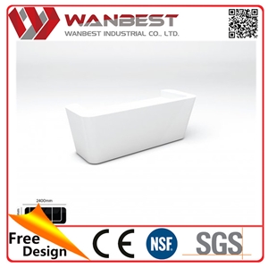 Customized Small White Solid Surface Reception Desk