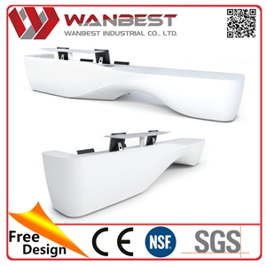 High Quality Long 5 Meters Solid Surface Reception Desk Artificial Marble Front Desk Office Furniture