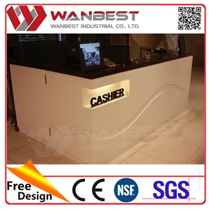 High Quality Solid Surface Cashier Counter Designs Beauty Salon Artificial Stone Reception Desk