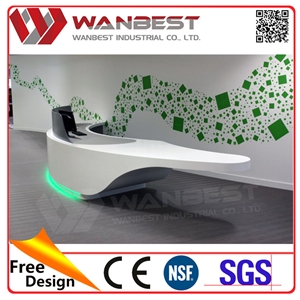 High Solid Surface Stone Reception Desk for Telus Mobility Main Floor Modern Office Reception Desk