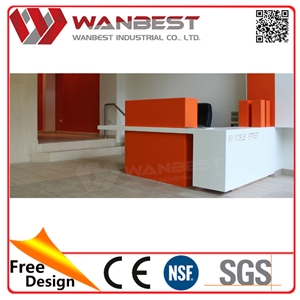 Hot Sell Popular Red White Secretary Solid Surface Reception Desk