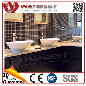 Hotel/Home Solid Surface Bathroom Sinks with Cabinets Washroom Artificial Stone Vanity Tops Sit on Sinks