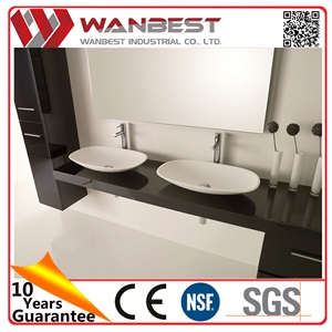 Import Furniture from China Bathroom Vanities Cabinets Modern Double Solid Surface Basin