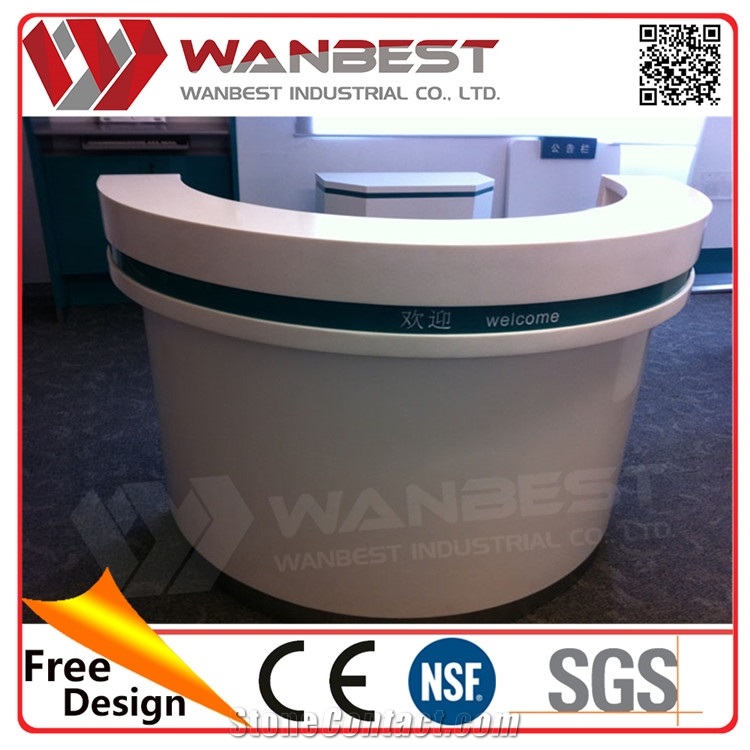 Information Front Solid Surface Reception Desk Counter