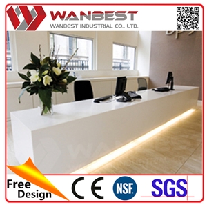 Latest Fashion Long Top Design Hotel Reception Equipment Manmade Stone Office Counter Table