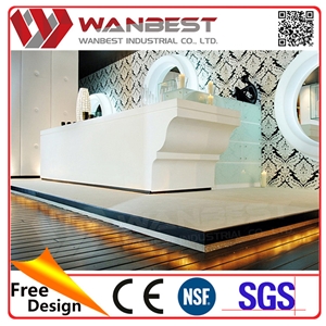 Luxury White Solid Surface Artificial Stone Desk Top Salon Reception Counter