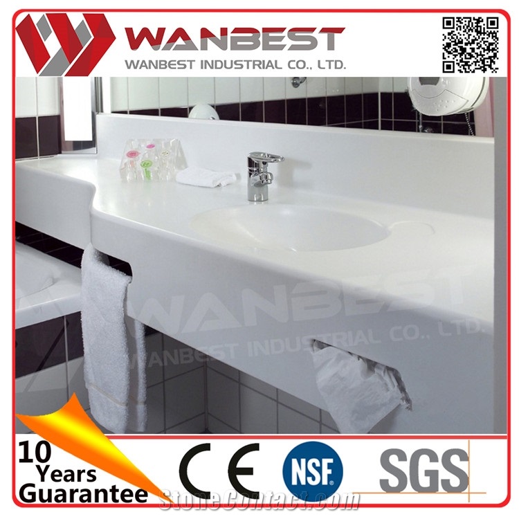 Luxury White White High Gloss Solid Surface Bathroom Sink Hand Wash Basin