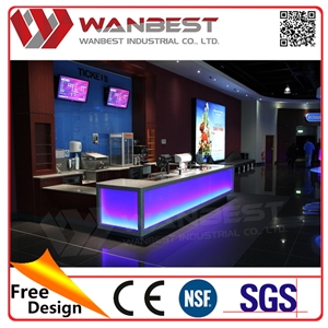 Modern Acrylic Lighted Solid Surface Reception Desk Artificial Stone Service Cash Counter