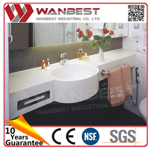 Modern Hotel/Home Bathroom Sink Artificial Marble Face Wash Basin and Countertop