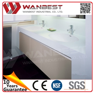 Modern Hotel/Home Solid Surface Bathroom Sinks with Cabinets Double Artificial Stone Sink Bathroom Vanity Tops