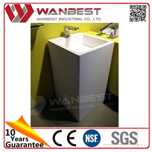 Modern Toilet White Artificial Stone Pedestal Sink Solid Surface Bathroom Hand Wash Basin