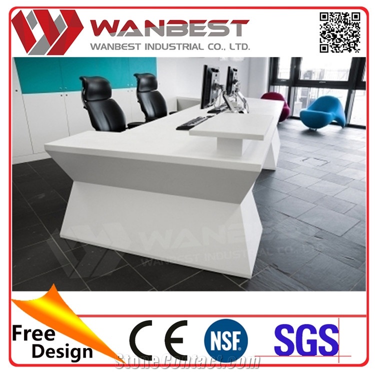 Modern White Solid Surface Office Front Reception Counters Design
