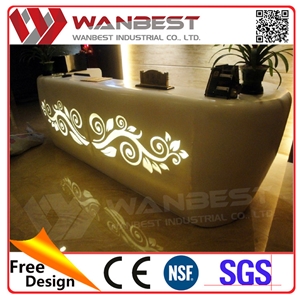 Most Popular Creative High Grade Front Office Reception Table Carved Stone Led Light Desk