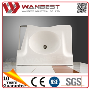 New Arrival Solid Surface Wall-Hung Wash Basin Artificial Marble Bathroom Sink