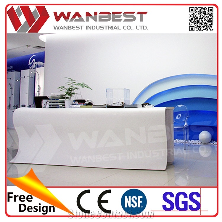Newly Design Durable White Solid Surface Hospital Reception Counter