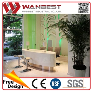 Newly Supreme Quality Manmade Stone Tabletops Good Quality Standing Reception Desk
