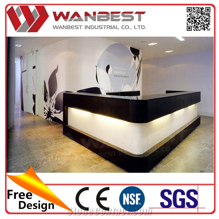 Shenzhen High End Furniture Modern Artificial Stone Salon Reception Desk Office Counters Furniture