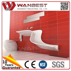Special Design Manmade Stone Hotel Bathroom Sink Solid Surface Wall-Hung Wash Basin