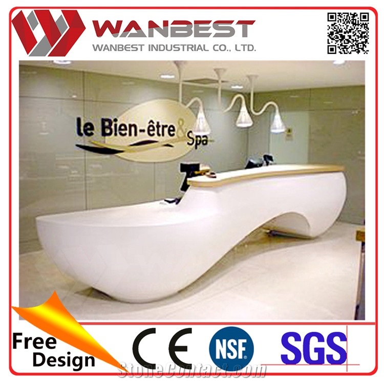 Special Design Solid Surface Reception Counter Artificial Stone Service Cash Counter