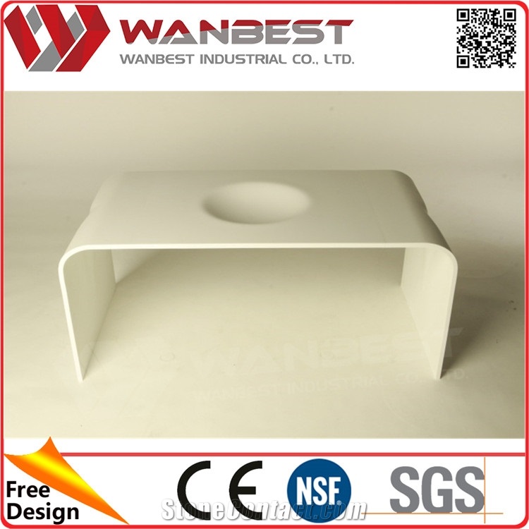 Special Design White U Shape Hot Bent Acrylic Solid Surface End Table Artificial Stone Coffee Table