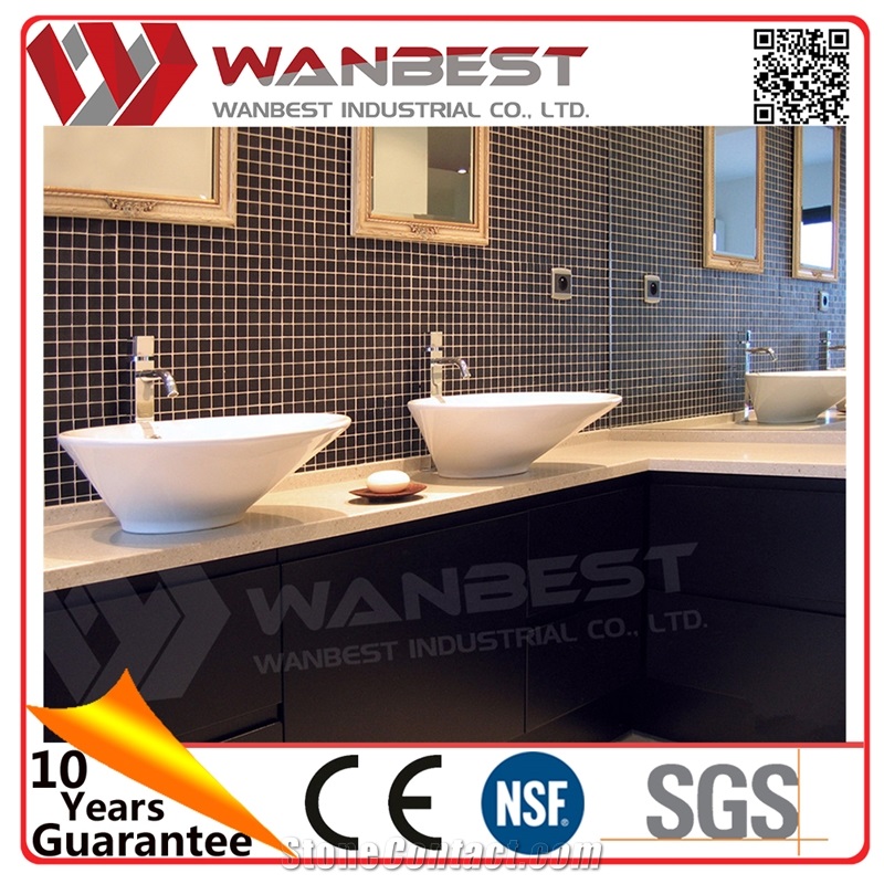 White Artificial Stone Wash Sink Solid Surface Cabinet Basins