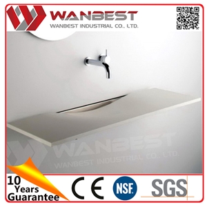 White Artistic Simple Artificial Stone Washing Counter Design Solid Surface Bathroom Sink