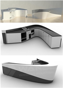 White Solid Surface and Wood Modern Reception Counter Office Furniture Counter Design
