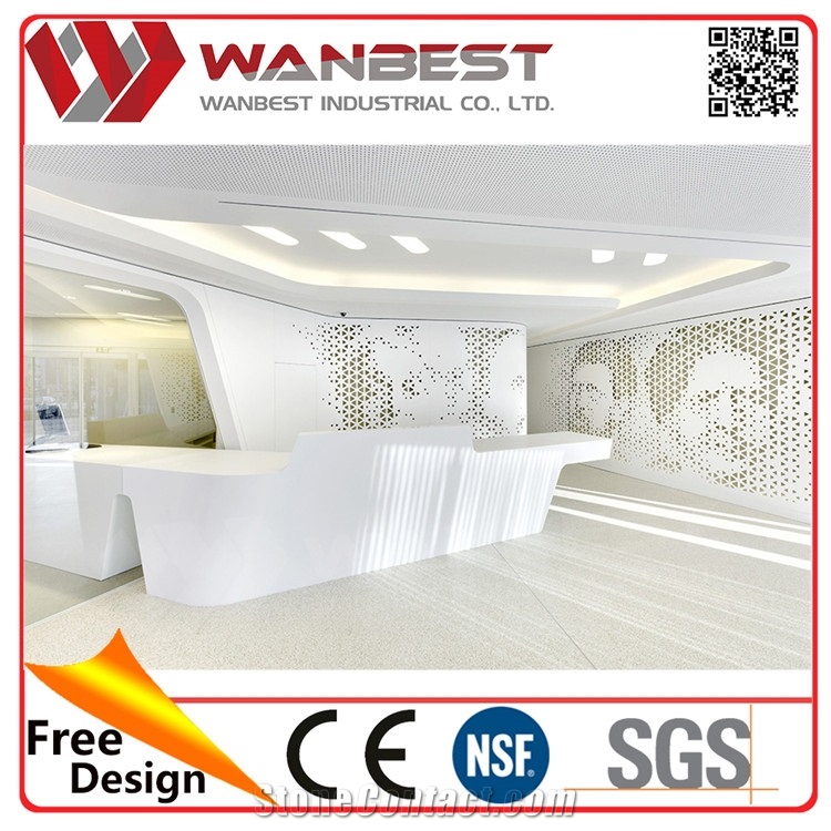 Wholesale Cheap Top Level White Stone Reception Counter for Art Gallery