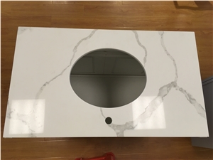 A Quality Calacatta White Marble Look Quartz Stone Solid Surfaces Polished Vanity Top,Engineered Stone Artificial Marble Washroom Bath Top-Main Products