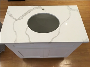 A Quality Calacatta White Marble Look Quartz Stone Solid Surfaces Polished Vanity Top,Engineered Stone Artificial Marble Washroom Bath Top-Main Products