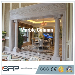 Beige Marble Pillar, Beige Marble Column for Home Decoration and Exterior Decoration