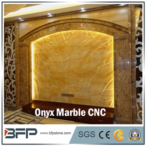 Cnc Onyx Marble Panel, Onyx Wall Tile for High End Background Wall in Hotel and Looby