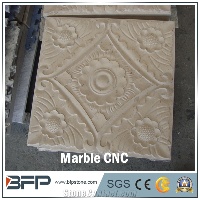 Cnc Wall Panel, Marble Flower Pattern Panel for Wall Cladding and Home Decoration