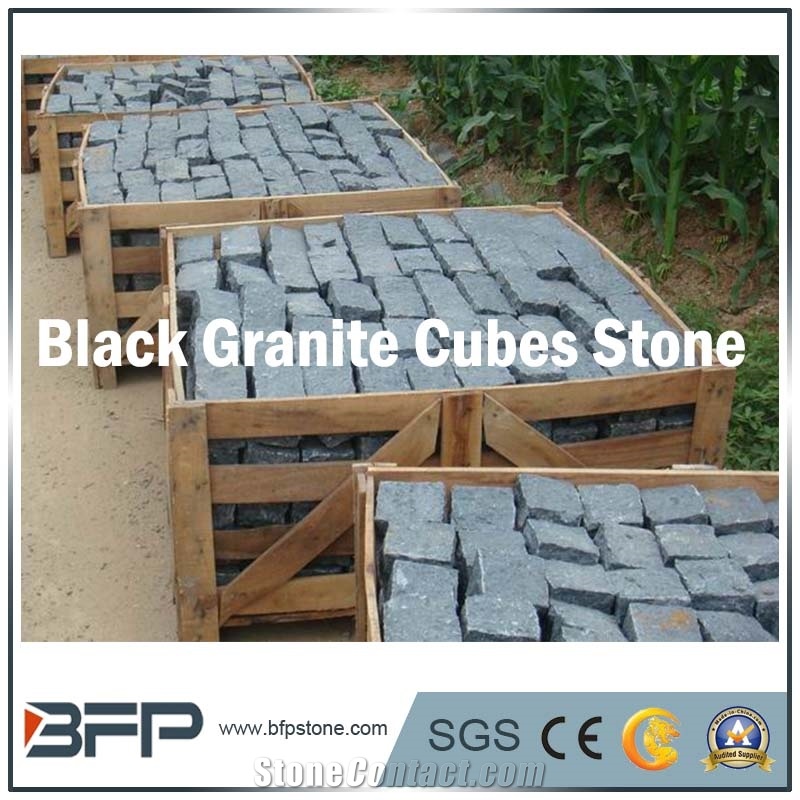 G684 Balck Granite Six Sides Pineapple Finish Paving Set,Black Pearl Garden Stepping Pavement,Rough Picked Exterior Pattern,,Landscaping Decoration