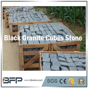 G684 Balck Granite Six Sides Pineapple Finish Paving Set,Black Pearl Garden Stepping Pavement,Rough Picked Exterior Pattern,,Landscaping Decoration