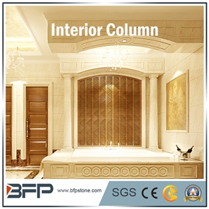 High End Beige Marble Column, Beige Marble Pillar for Interior Home Decoration