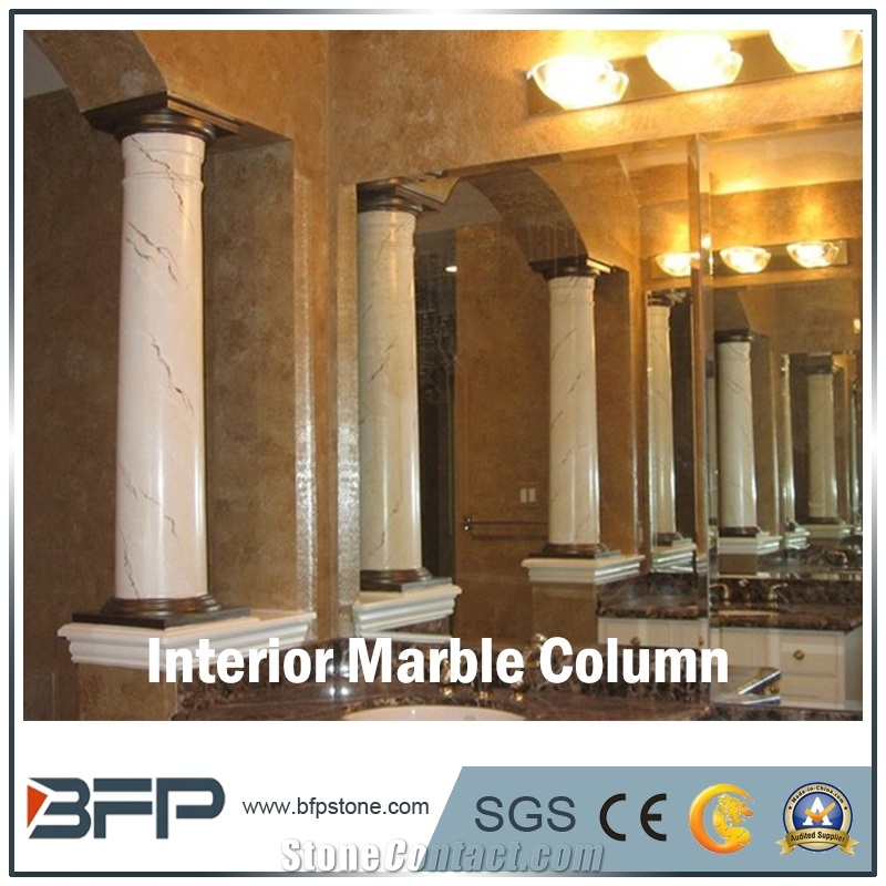 High End Beige Marble Column, Beige Marble Pillar for Interior Home Decoration