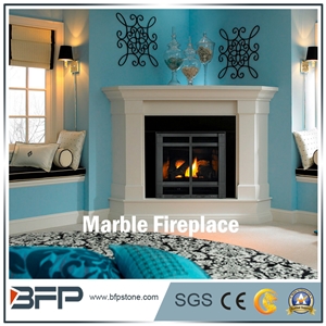 High End Modern Marble Fireplace, White Marble Handcarved Fireplace